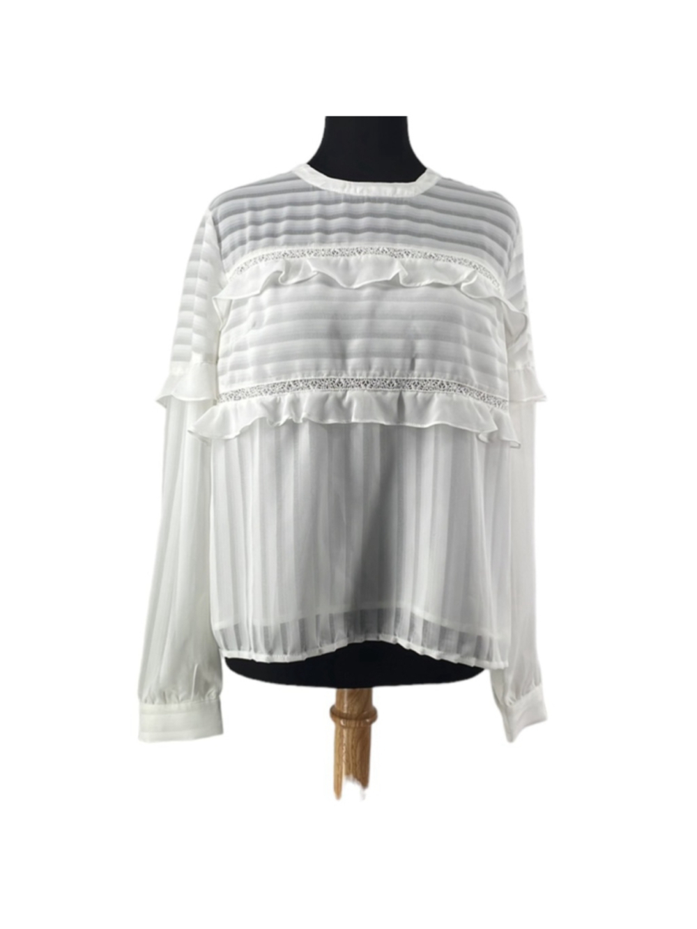 Heartloom white blouse ruffles peasant Victorian boho top career revolve sz M